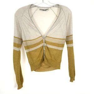 Womens Size Small Katharine Hamnett London Metallic Cropped Cardigan Sweater
